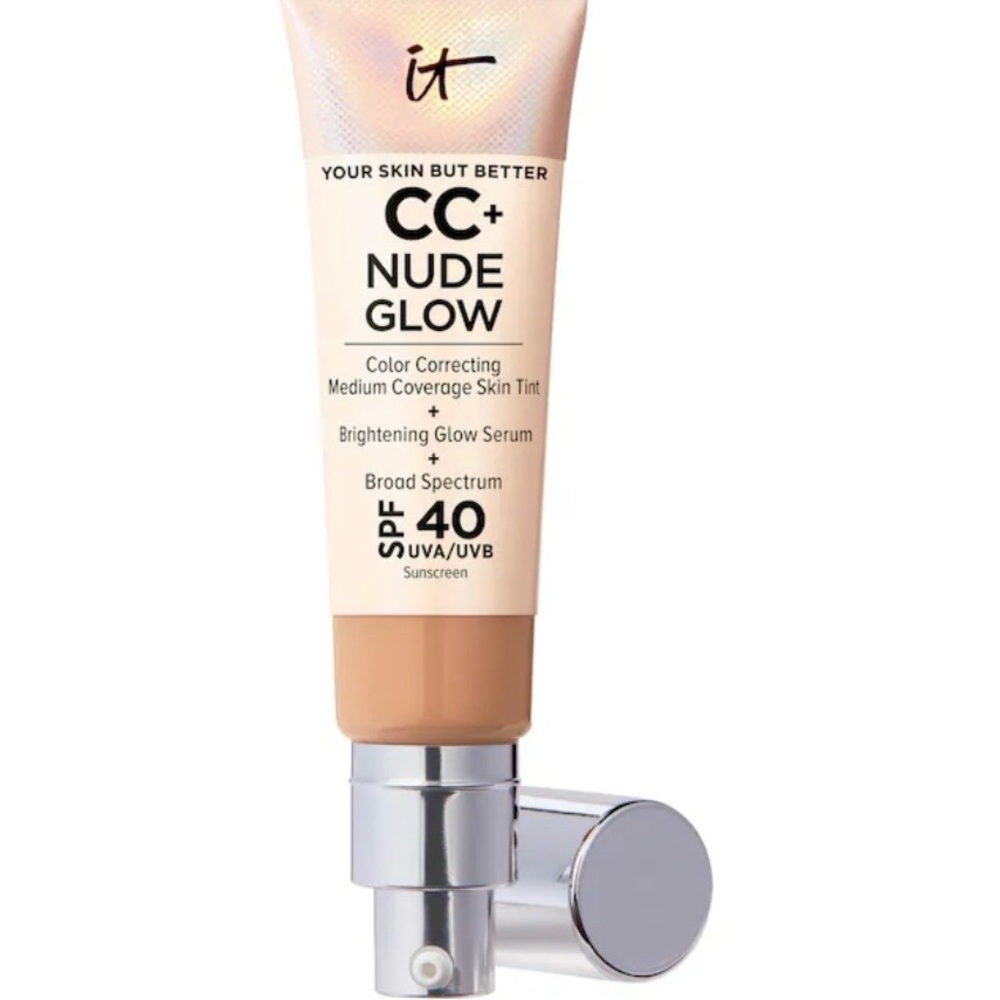 IT Cosmetics CC+ Cream Nude Glow Full Coverage Foundation w/ SPF Med Tan